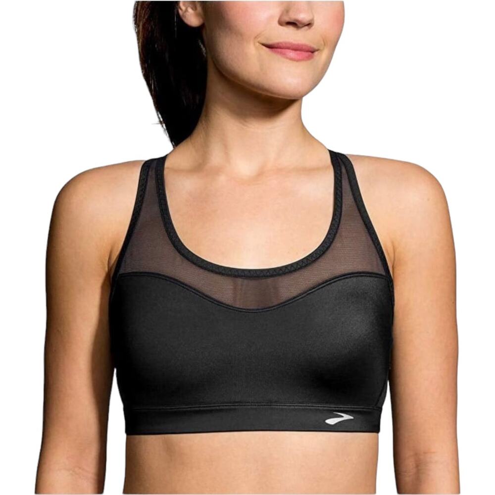 EUC Brooks Fast Forward Cross Back Black Sports Bra Size Small